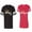 Men Black / Women Red, variant on Her King His Queen Unisex Couple Matching Cotton Jersey style T-Shirt Contrasting stripes on sleeves (Men Black / Women Black) (Men S / Women S)
