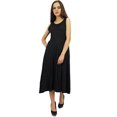 thumbnail image 5 of Bimba Women's Designer Rayon Dress With Pockets Solid Black Maxi With Scarf - 8, 5 of 5