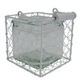 thumbnail image 1 of Square Glass Jar in Wire Basket, White - Small, 1 of 1