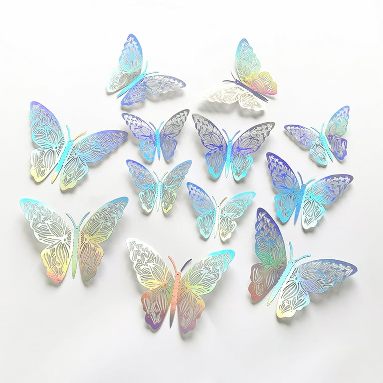 CIWEI 48Pcs Butterfly Stickers 3D Wall Decals - 3 Sizes Removable Art Decor  Party Cake Decorations Wedding