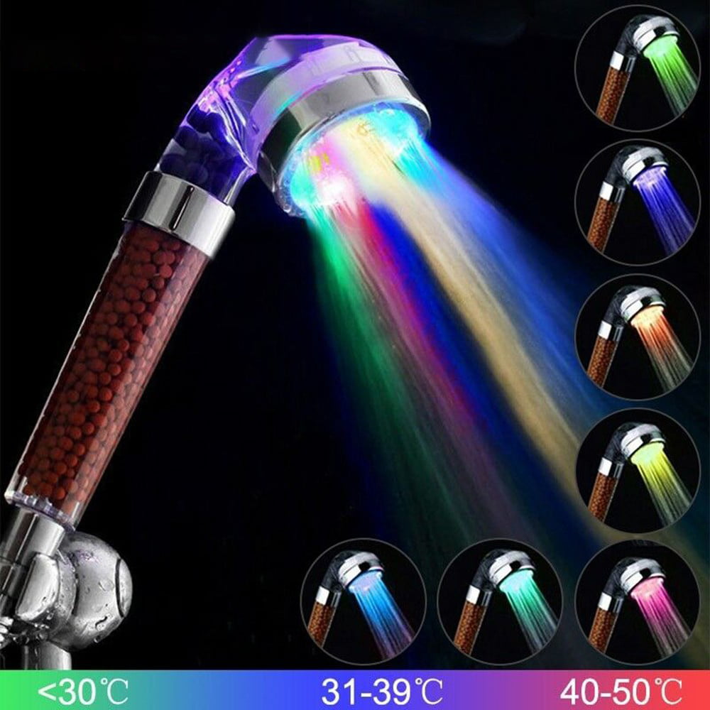 7LED Shower Heads High Turbo Pressure Bathroom Powerful Energy Water Light Head 
