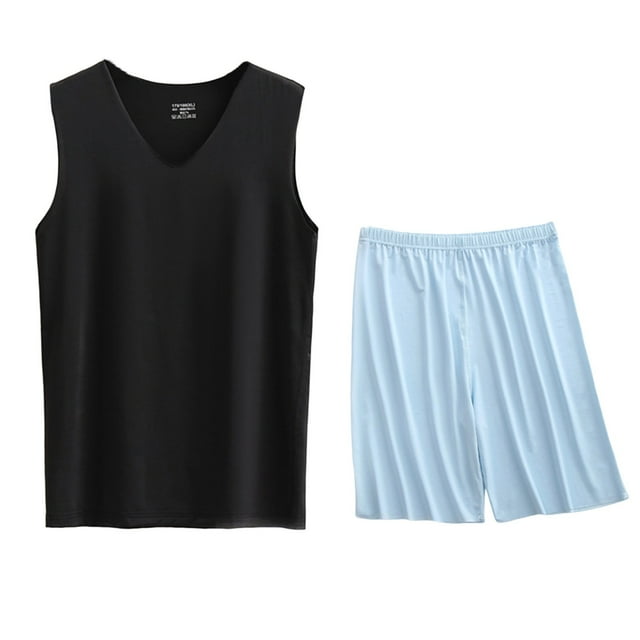 Conjunto Deportivo de los Hombres, Moda Casual de Color Sólido Cuello en V sin Mangas de Elasticidad Superior para el Desgaste Al Aire Libre, Traje Atlético de Humedad