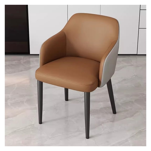 Dining Chairs Upholstered Kitchen Chairs with Arms,Faux Leather Accent Chairs with Cushioned Seat and Metal Legs,Lounge Leisure Living Room Armchairs