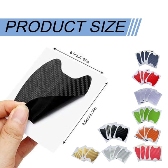 Carbon Fiber Car Door Handle Scratch Protector, 4 Piece Vehicle Anti Scratch Film for Door Bowls, Paint Protection Decal for Car Exterior, Red