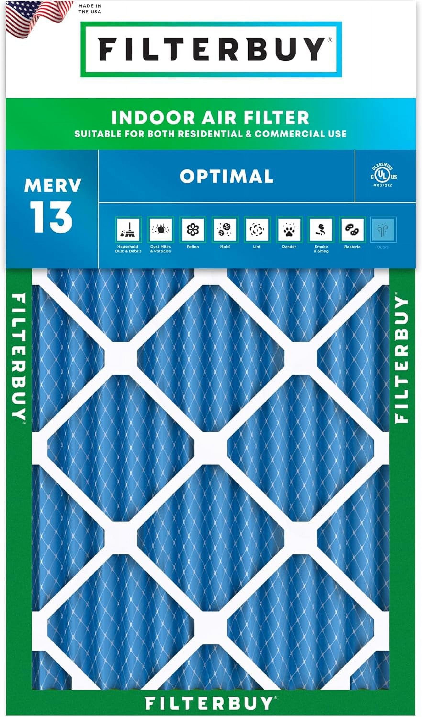 Filterbuy 12x20x1 Air Filter MERV 13 – 5-Pack, Pleated HVAC Filter, Electrostatically Charged, Actual Size 11.50x19.50x0.75"