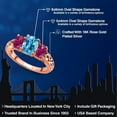 thumbnail image 2 of Gem Stone King 18K Rose Gold Plated Silver Swiss Blue Topaz and Red Created Ruby Filigree Style 3 Stone Ring for Women (2.50 Cttw, Oval 8X6MM and 6X4MM) (Size 8), 2 of 6