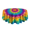 thumbnail image 5 of Colorful Tie Dye Star Pattern Round Tablecloth 60"x60",Wrinkle Wipeable Table Cloth for Kitchen Dining Room Picnic Patio Party, 5 of 6