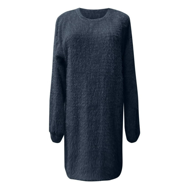 navy blue sweater dress plus size Womens Sweater Dress High Collar Long Sleeve Solid Color High Collar Knitted Long Dress V Neck Bridesmaid Dress Long plus Size Wrap Dresses for Women 3x Sweater Dress for Women plus Size
