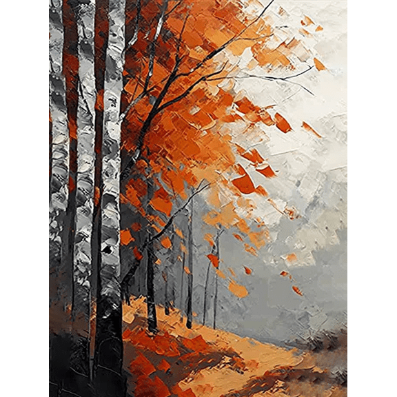 Autumn Birch Forest Wall Art/Canvas Painting，Suitable for Living Room，Bedroom，Office，Hallway，Dining Room Decoration.