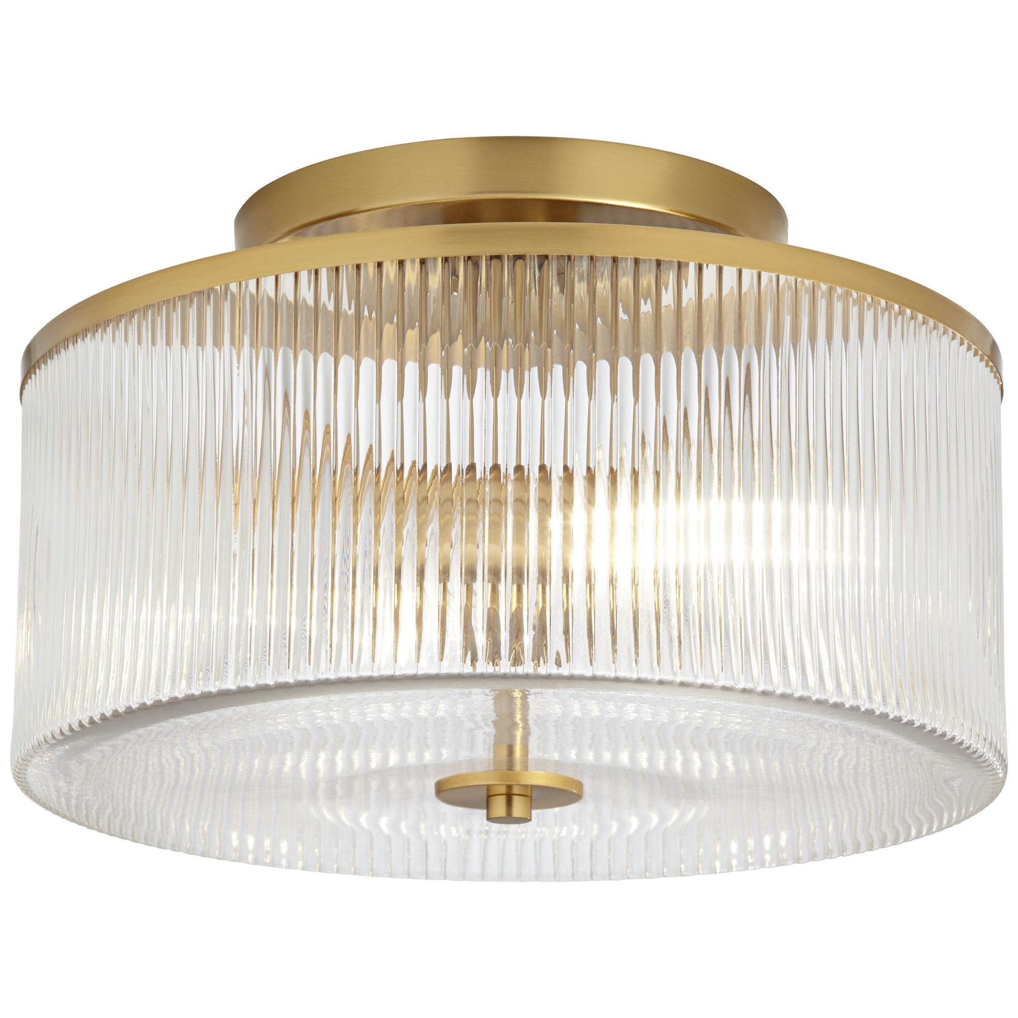 Possini Euro Design McKenzie 14" Mid Century Modern 2-Light Semi Flush-Mount Ceiling Light Fixture Kitchen Drum Warm Brass Finish