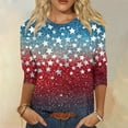 thumbnail image 2 of Women'S Tops, Casual 3/4 Length Sleeve 4Th Of July Collar Pullover Top Red White And Royal Blue T Shirt Tops Western Clothes For Women Fashion Tops Placed Work Tops Casual (XXL, Wine) ZMTing, 2 of 4