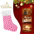thumbnail image 4 of Coolnut 1 Pack Christmas Stockings 17.7 Inches Pink Checkered Large Size Xmas Cable Stocking Gifts & Decorations for Family Holiday Xmas Party, 4 of 6