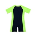 thumbnail image 4 of Sxiwei Kids Girls Boys One Piece Rashguard Zip Sun Protection Swimsuit Swimwear UPF 50+ Wetsuit Navy Blue&Fluorescen 4, 4 of 5
