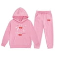 thumbnail image 4 of Girls' Sportswear Set - Child Toddler Boys Girls Long Sleeve Solid Warm Hoodie Pullover Tops Pants Kids Outfits Sweat Suit (Pink,8-9 Years), 4 of 4