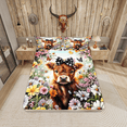 thumbnail image 2 of Erosebridal Cute Highland Cow Bed Sheets Set Full Size, Colorful Garden Flower Bedding Sets Full Size 4 Pieces, 2 of 7