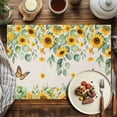 thumbnail image 2 of Placemats Set of 6, Sunflower Place Mats Butterfly Farmhouse Floral Green Leaves Linen Tablemats Placemat Table Decoration for Kitchen Table Dinner Party Home Decor Indoor Outdoor 13x19 Inch, 2 of 9
