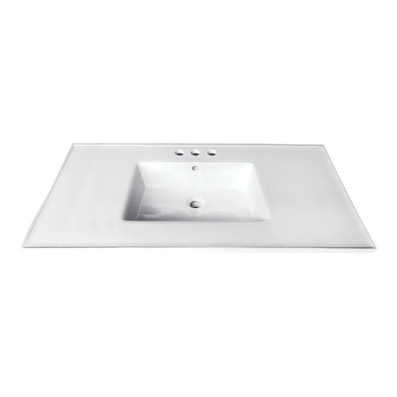 Fauceture Continental 37" x 22" Ceramic Vanity Top with Rectangular Sink and 4" Faucet Drillings, White