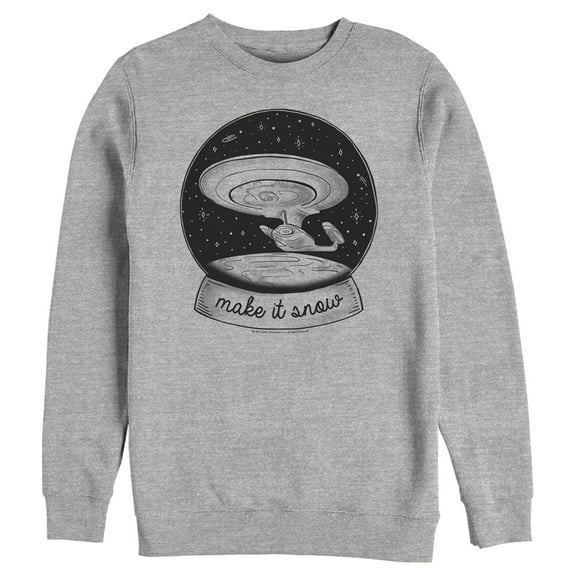 Men's Star Trek: The Next Generation USS Enterprise Captain Picard Make It Snow Sweatshirt Athletic Heather Large