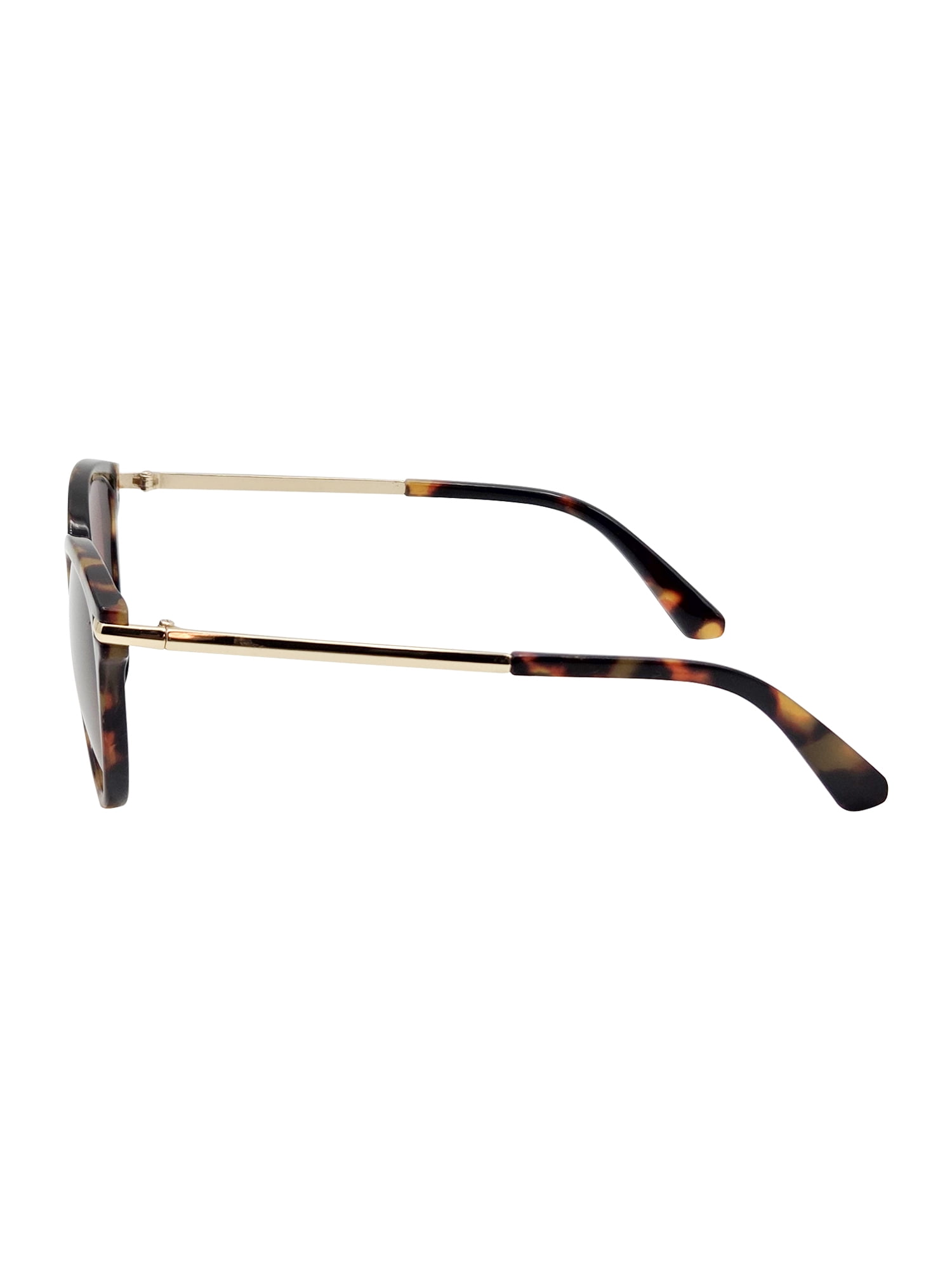 Juniors Plastic Round Cat Eye Tortoise Frame Brown Lens Sunglasses