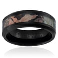 thumbnail image 2 of Mens Camo Hunting Wedding Band in Titanium 8MM Ring Black Plated  with Camouflage Inlay - Beveled Edges, 2 of 4