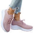 thumbnail image 5 of Womens Flying Woven Mesh Casual Sneakers, Breathable Lace Up Soft Sole Shoes, Lightweight Daily Walking Athletic Footwear Pink 37, 5 of 5