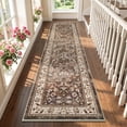 thumbnail image 3 of MJIAexp 2'x8' Boho Floral Kitchen Runner Rug Machine Washable Runner Rug Non-Slip Rubberback Hallway Runner Laundry Rug Throw Carpet for Living Room Bedroom Dining Room Entryway Kitchen Dark Brown, 3 of 9