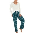 thumbnail image 3 of Fruit of the Loom Women's Beyond Soft Long Sleeve Waffle Top and Flannel Bottom Pajama Set, Sizes S-4X, 3 of 9