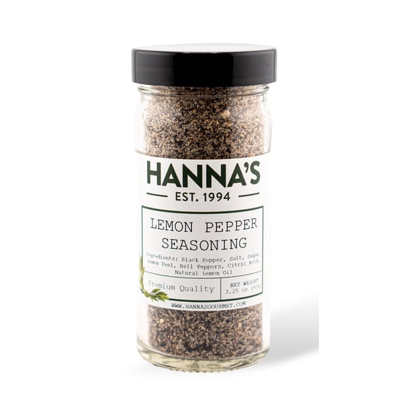Hanna's Lemon Pepper, 4 fl oz Glass Jar