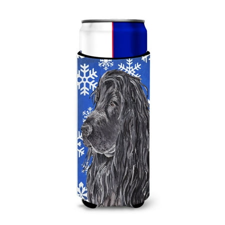 

Caroline s Treasures SC9597MUK Black Cocker Spaniel Winter Snowflakes Ultra Hugger for slim cans Slim Can multicolor