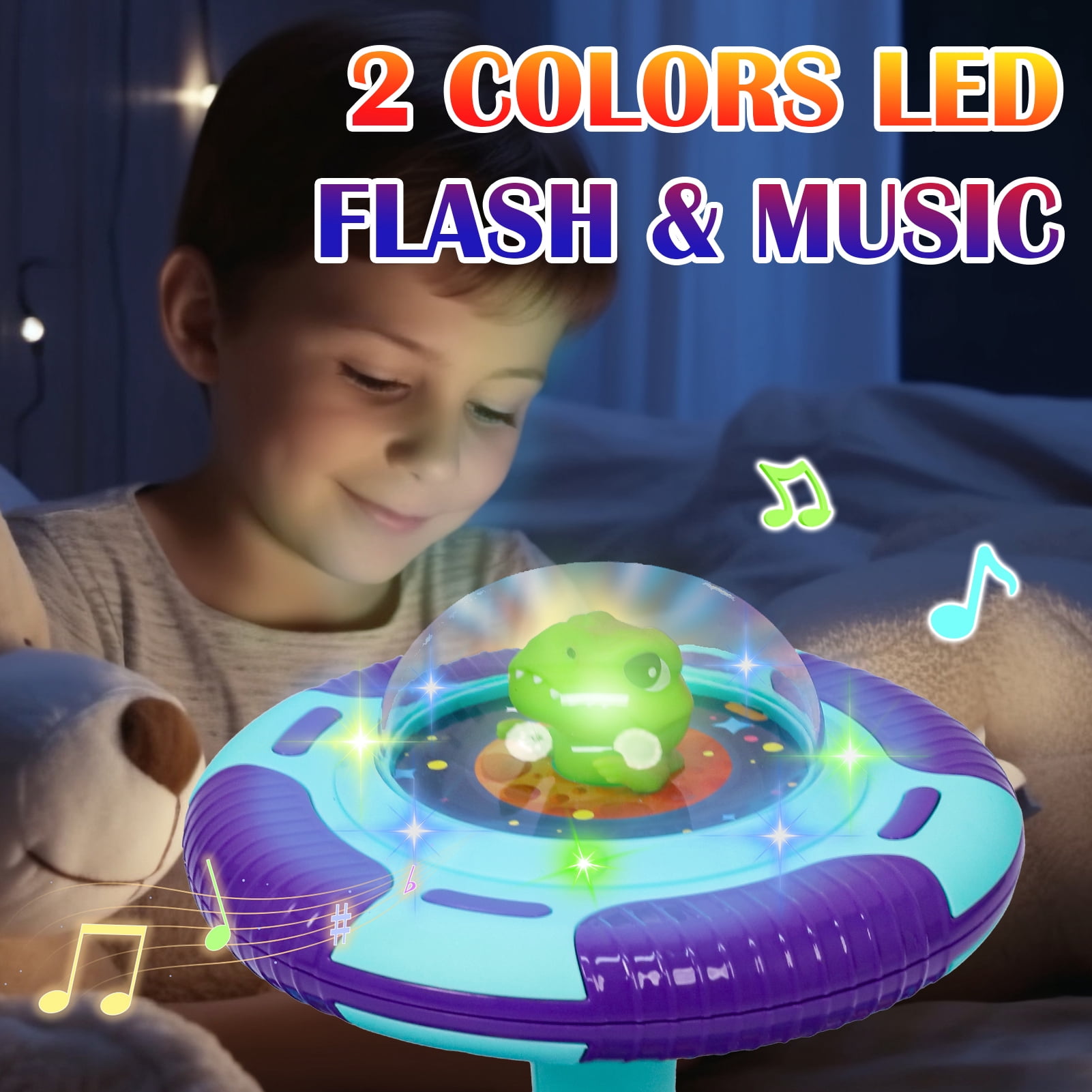 Wdmiya Planet Sit and Spin Toys for Toddlers 1-4, 360° Spinning Seat Activity Toy with Light and Music, Christmas Birthday Gifts for boys and girls, Kids Twister Toy