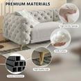 thumbnail image 4 of Timbernest 97.7" Pull Out Sofa Bed King Size, 3 in 1 Convertible Sleeper Sofa, Oversized 4 Seater Velvet Sofa with Movable Ottoman for Living Room, Button Tufted Design, Light Gray, 4 of 17