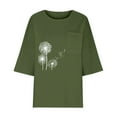 thumbnail image 3 of Women's Summer Cotton Linen T Shirt Floral Print Short Sleeve Tunic Tops Casual Plus Size Comfy V Neck Shirts, 3 of 5