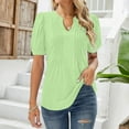 thumbnail image 2 of T Shirts For Women Womens Tops V Neck Tops Puff Short Sleeve T Shirt Pleated Floral Printed Tunic Blouse Shirts, 2 of 7