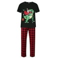 thumbnail image 6 of Ihaphap Family Christmas Matching Pajamas Santa Ridin Dinosaur Funny Merry Christmas Black Short Top and Red Plaids Family Matching Pajamas Set, L-Women, 6 of 6