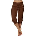 thumbnail image 2 of Brown Leggings for Women's Casual Tight Fitting High Waisted Pocket Sport Pants and Casual Pants, 2 of 6