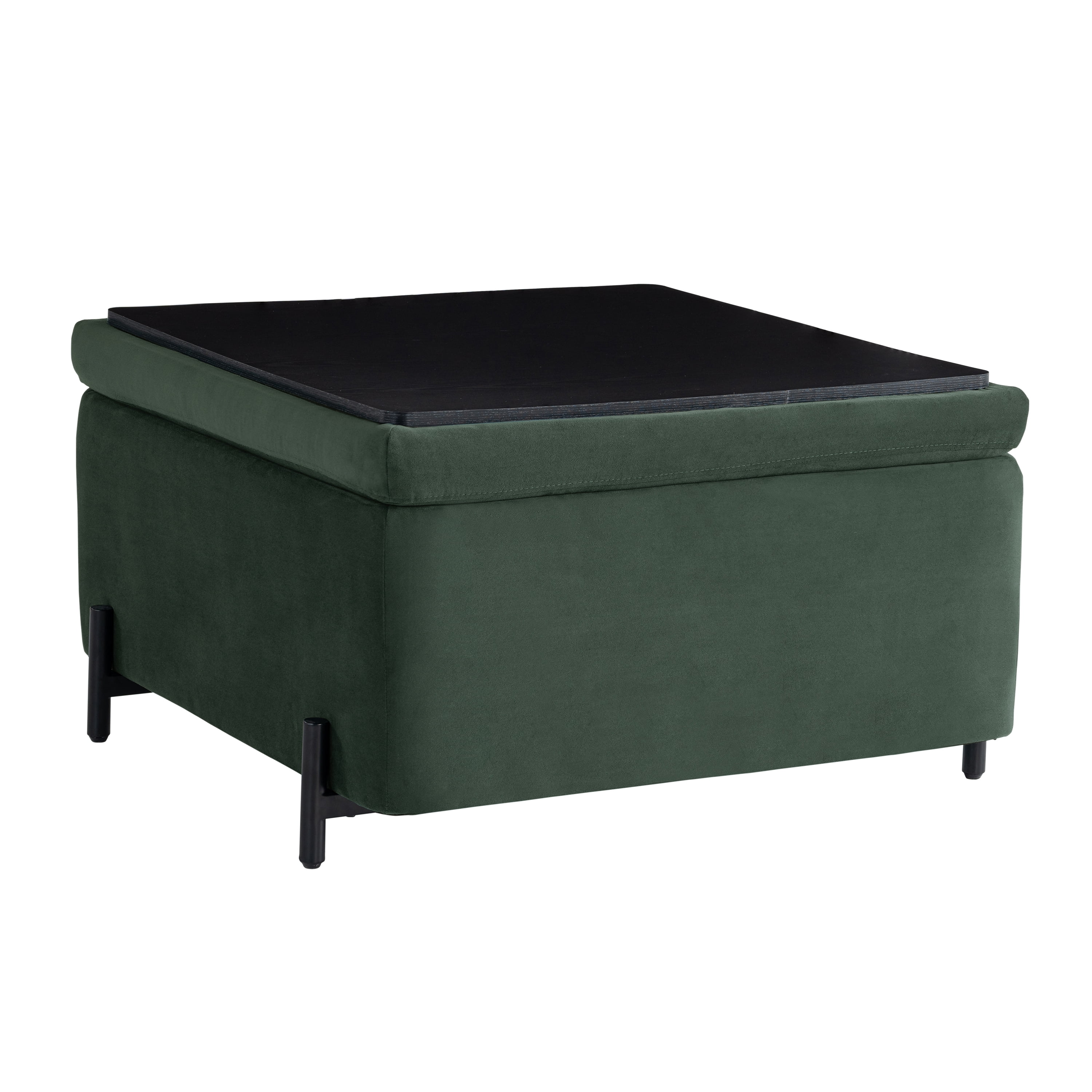 Studio Living Kingston Modern Large Storage Ottoman, Green Velvet Fabric