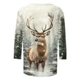 thumbnail image 4 of LiMoi Women's Round Neck Holiday Blouse Three Quarter Sleeve Featuring a Classic Christmas Reindeer Design Tees Tshirts Tops My Items, 4 of 5