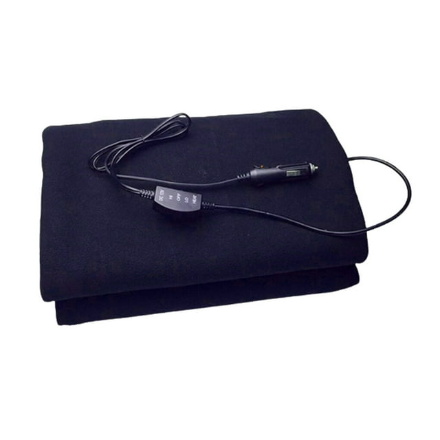 Car Electric Heating Blanket Winter Warm Cold Weather Heated Warmer Heater Solid Color Velvet Thermal Bedding 145x100cm Dark Blue