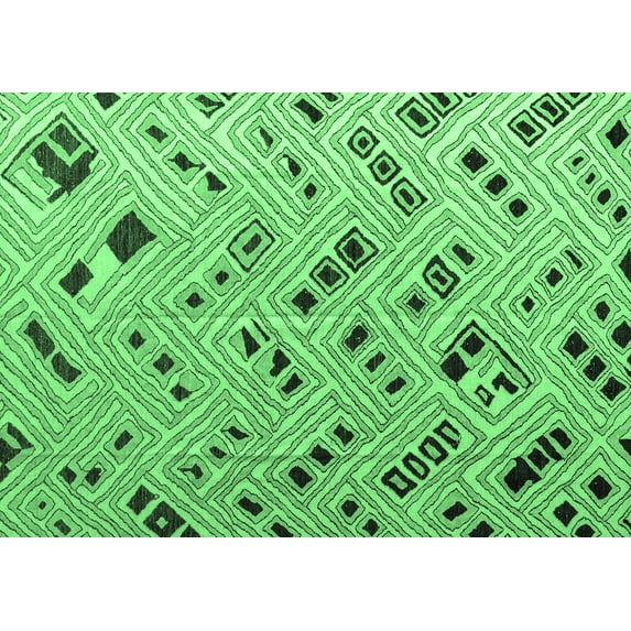 Ahgly Company Indoor Rectangle Abstract Emerald Green Modern Area Rugs, 5' x 8'