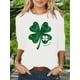 thumbnail image 1 of Camiseta De Mujer Verano Activewear Camiseta Básica Para Senderismo Deportes VacacionesWomen's St. Patrick's Day Lucky Clover T-Shirt - Long Sleeve, Crew Neck, Casual White Top with GreenCamisetas d, 1 of 6