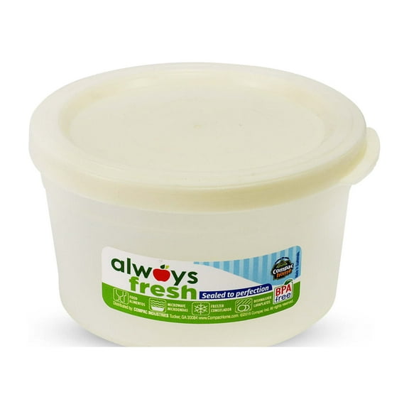 Compac Home Cylinder Bowl 8oz Ivory Plastic Food Storage Container with Lid, Portion Control