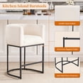 thumbnail image 5 of ClinQ Counter Height Bar Stool Set of 3, 26 in Fabric Upholstered Seat, Metal Legs for Indoor Dining Room and Kitchen Island, Beige, 5 of 11