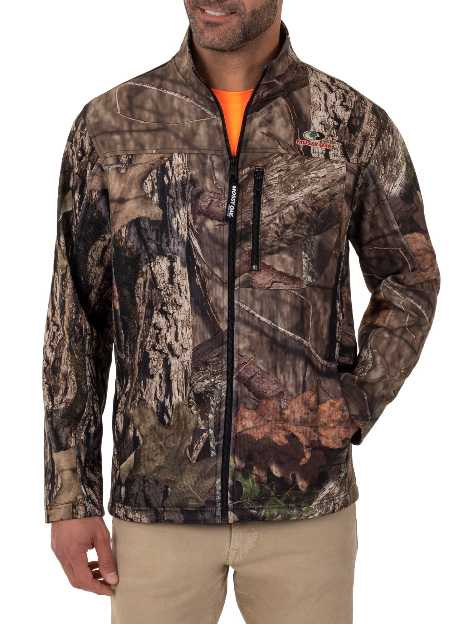 Mossy Oak Men's Long Sleeve Camo Bonded Full Zip Jacket - Walmart.com