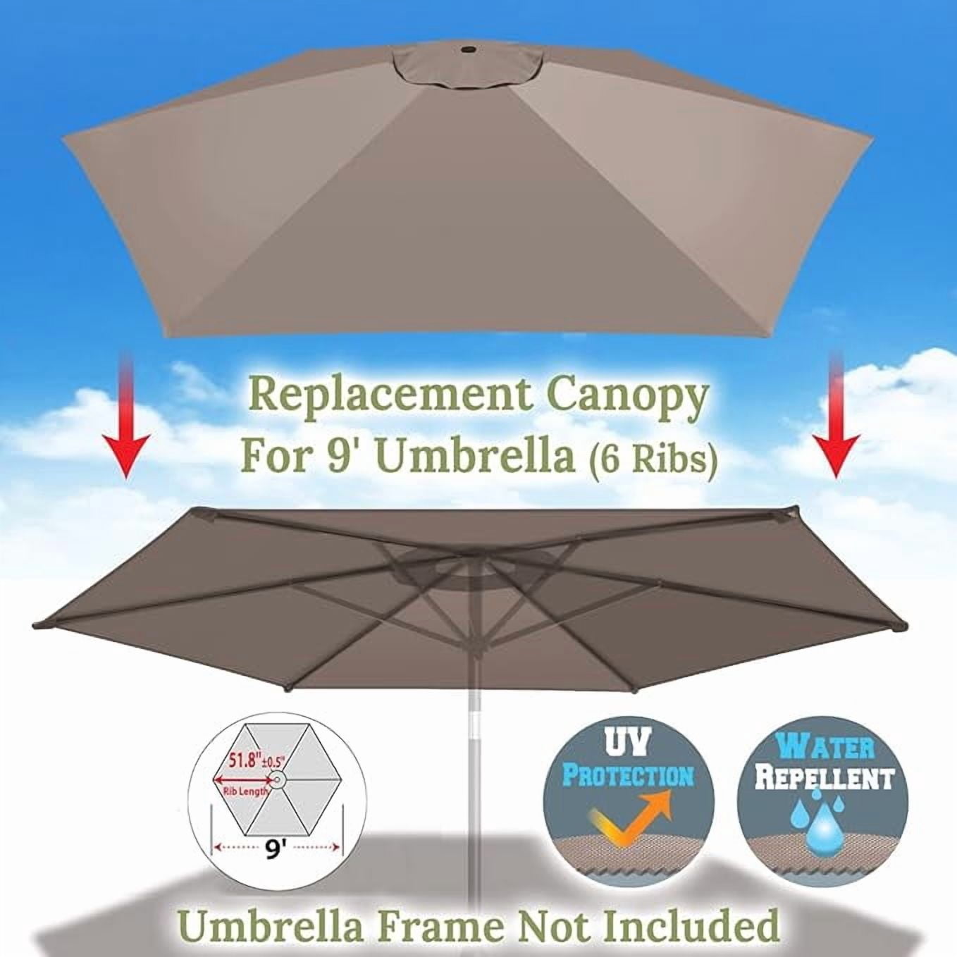 SOLAXO 9ft 6ribs Umbrella Canopy Cover Replacement Top Canopy for Patio Umbrella