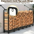 thumbnail image 3 of 8ft Outdoor Firewood Rack, Fireplace Heavy Duty Firewood Pile Storage Racks For Patio Deck Metal Log Holder Stand Tubular Steel Wood Stacker Outside Tools Accessories Black, 3 of 9