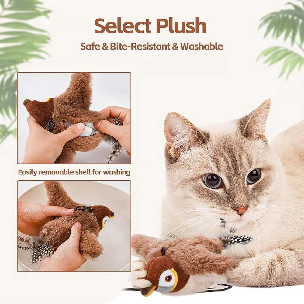 Interactive Simulated Chirping Toy - Flappy Bird Cat Toy, Electronic Flapping Self Flying Bird Toys for Cats.