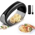 thumbnail image 1 of Exprimidor de Ajos, Prensa de Ajo Manual, Triturador de Ajo Acero Inoxidable con Mango Cómodo, Aplastador de Ajos con Pelador de Ajos de Silicona y Cepillo para Limpieza, Garlic Press, Negro, 1 of 4