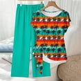 thumbnail image 5 of ZToonmas Women's 2 Piece Casual Outfit Round Neck Short Sleeve Tie Detail Top with Print and Elastic Waist Wide Leg Pants Set, 5 of 5