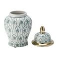 thumbnail image 6 of Decorative Ceramic Jarfor Living Room Decor - Modern Patterned Accent for Home Display - Flower Vase for Room, Bedroom, House, Office, and Table Interior Styling - 18", Green & White, 6 of 11