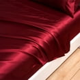 thumbnail image 3 of Sheets Set Full Size Solid Color Satin Imitation Four Piece Set Luxury Silky Bed Sheets Bedspreads Pillowcases with 15 Inches Deep Pocket for Mattress, 3 of 4